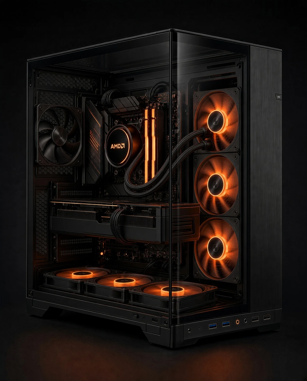 Concept render of CoreForge TITAN in Lian Li O11 Vision Black case